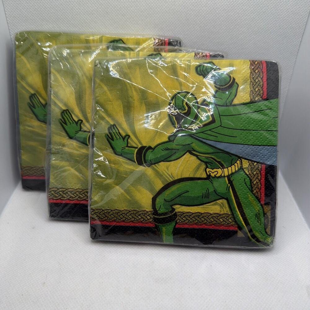 Power Rangers Green 16 Count 9” Napkins Lot Of 3